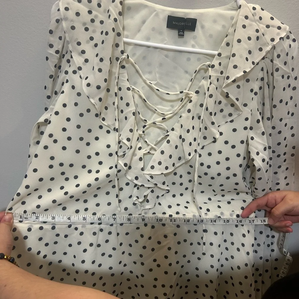 MAJORELLE cream and Black Polka Dot Mini Dress 0205 B-1 - Picture 15 of 15